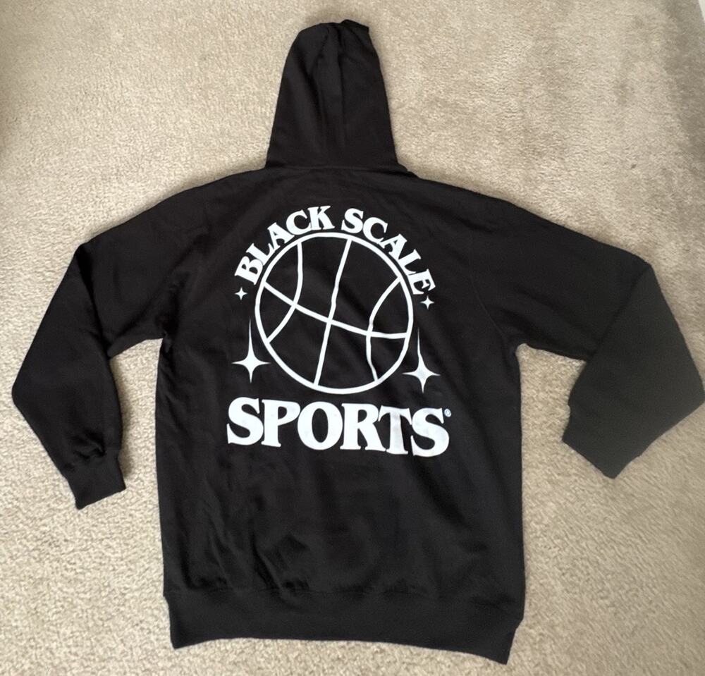Black Scale Sports Hoodie 2XL Black Pullover Graphic Streetwear Sweatshirt